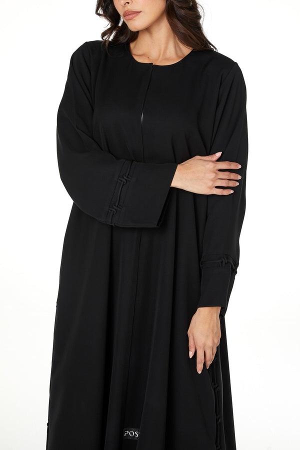 Black Farasha Crepe Abaya, Soft Klosh Design