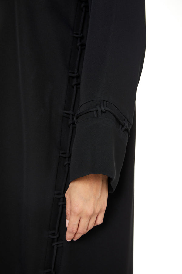 Black Farasha Crepe Abaya, Soft Klosh Design