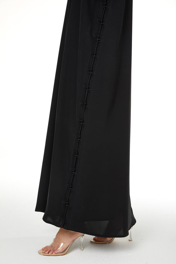 Black Farasha Crepe Abaya, Soft Klosh Design