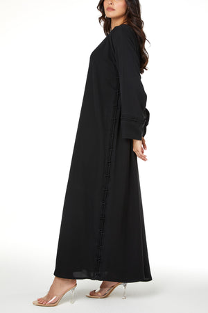 Black Farasha Crepe Abaya, Soft Klosh Design