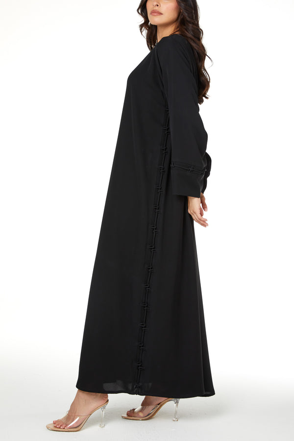 Black Farasha Crepe Abaya, Soft Klosh Design