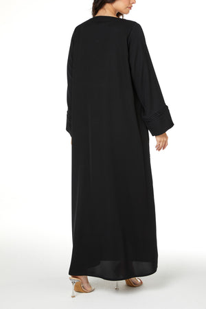 Black Farasha Crepe Abaya, Soft Klosh Design