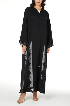 Black Royal Nada Custom Abaya, Side Panel Beadwork
