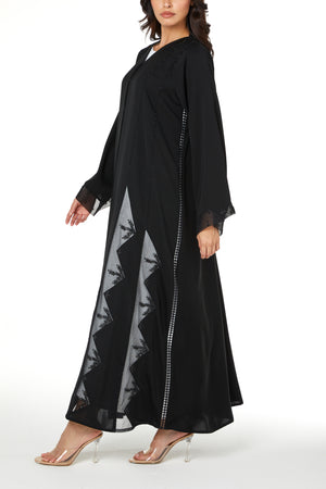 Black Royal Nada Custom Abaya, Side Panel Beadwork