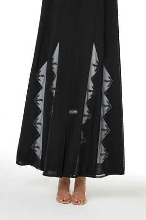 Black Royal Nada Custom Abaya, Side Panel Beadwork