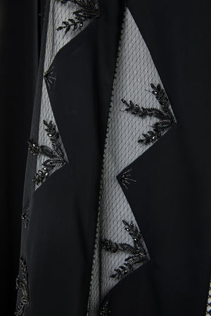 Black Royal Nada Custom Abaya, Side Panel Beadwork