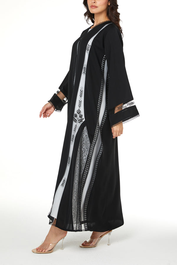 Black royal nada, multi Lace Beadwork Detail