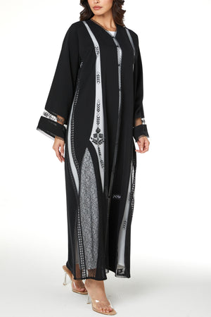 Black royal nada, multi Lace Beadwork Detail
