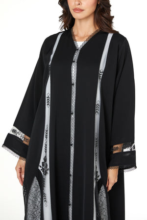 Black royal nada, multi Lace Beadwork Detail