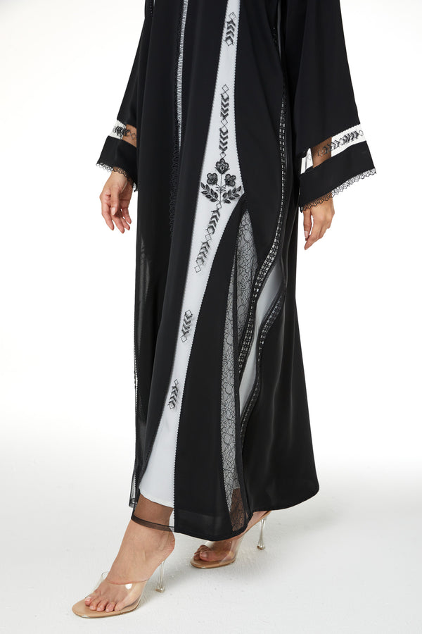 Black royal nada, multi Lace Beadwork Detail