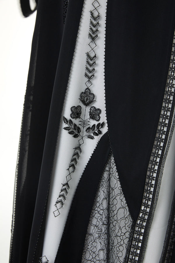 Black royal nada, multi Lace Beadwork Detail