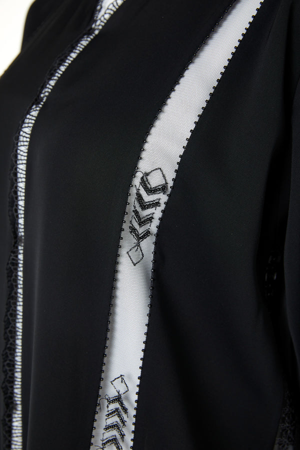 Black royal nada, multi Lace Beadwork Detail