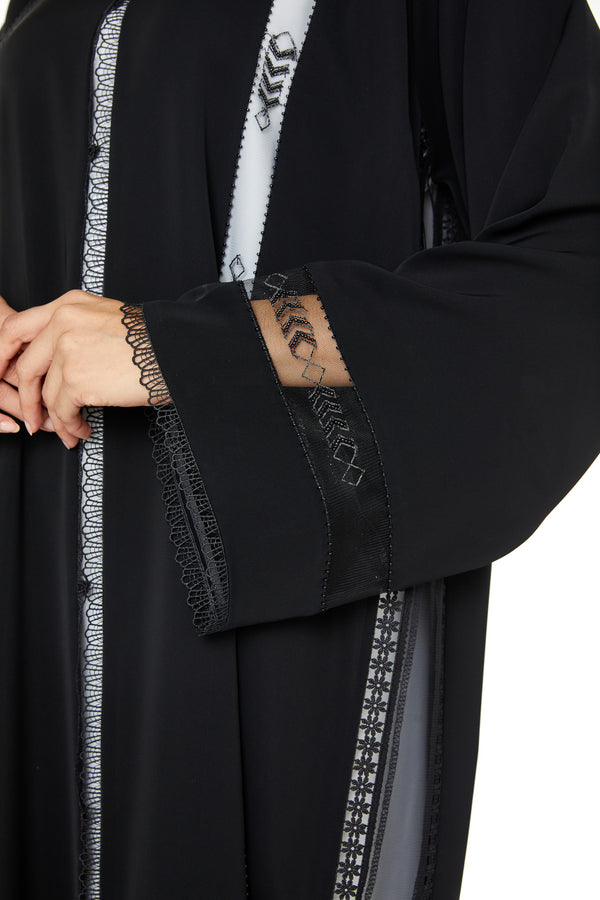 Black royal nada, multi Lace Beadwork Detail