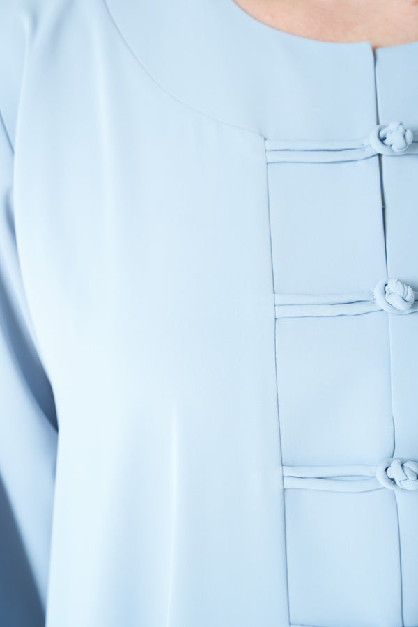 Blue Bio Crepe Abaya with Minimal Design