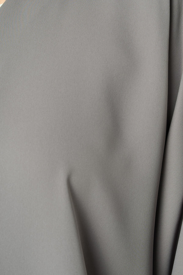 Beige Aroma Crepe Abaya with Beaded Trim Detailing