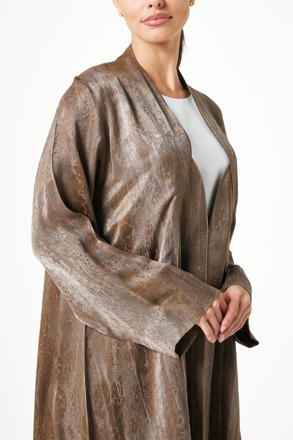 Brown Marina Jacquard Abaya, Textured