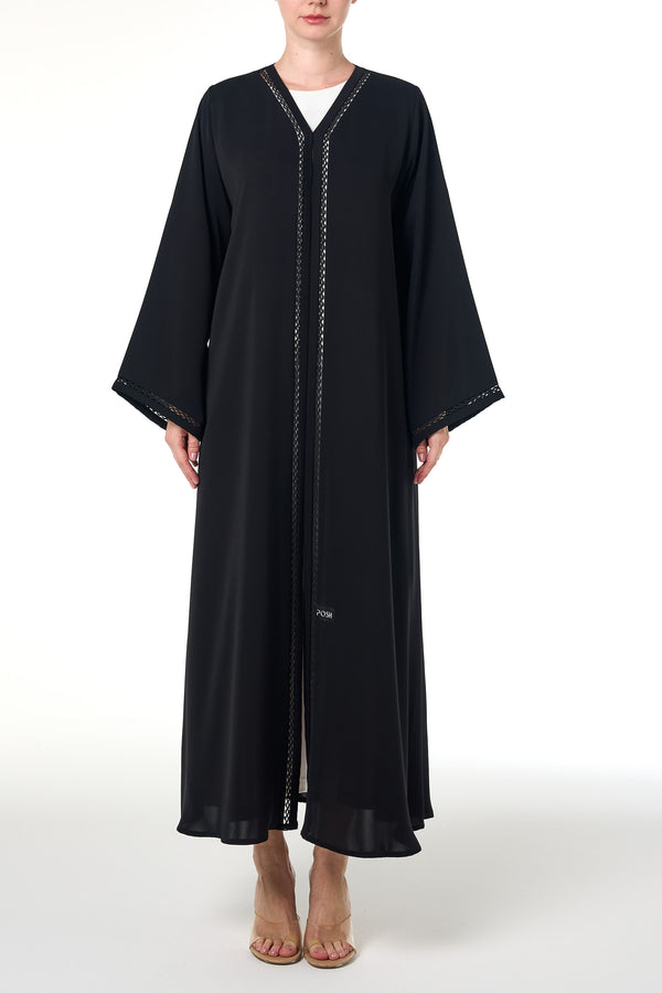 Black Saba Nada Abaya, Lace Detail