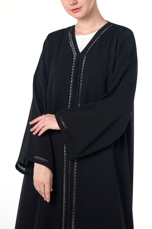 Black Saba Nada Abaya, Lace Detail