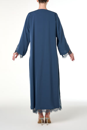 Blue Alya Nada Abaya, Lace Detail
