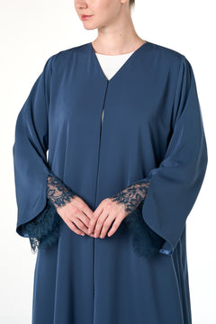 Blue Alya Nada Abaya, Lace Detail