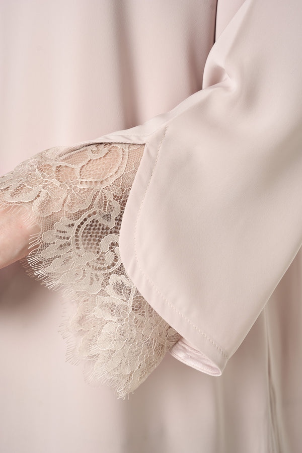 Beige Alya Nada Abaya, Lace Detail