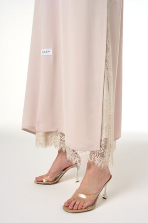 Beige Alya Nada Abaya, Lace Detail