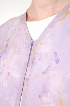 Purple Durra Chiffon Abaya, Lace Detail