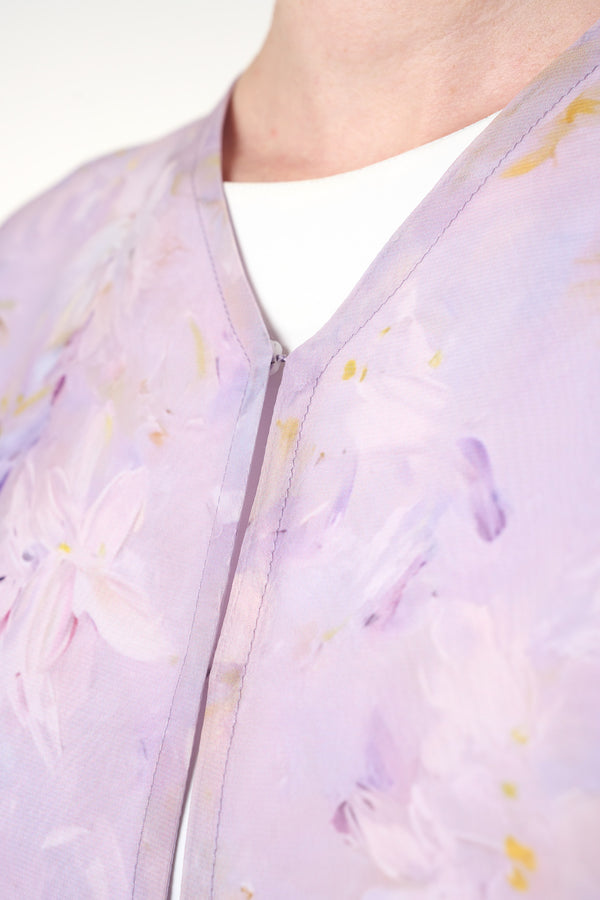 Purple Durra Chiffon Abaya, Lace Detail