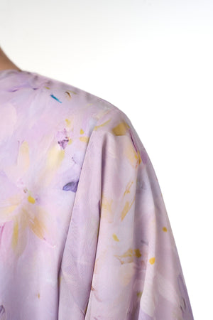 Purple Durra Chiffon Abaya, Lace Detail