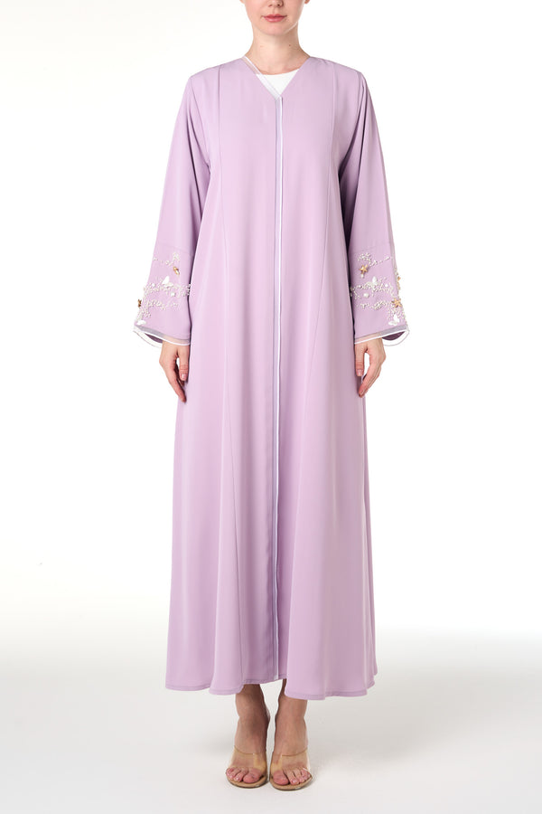 Purple Jouri Nada Abaya, Front Beadwork