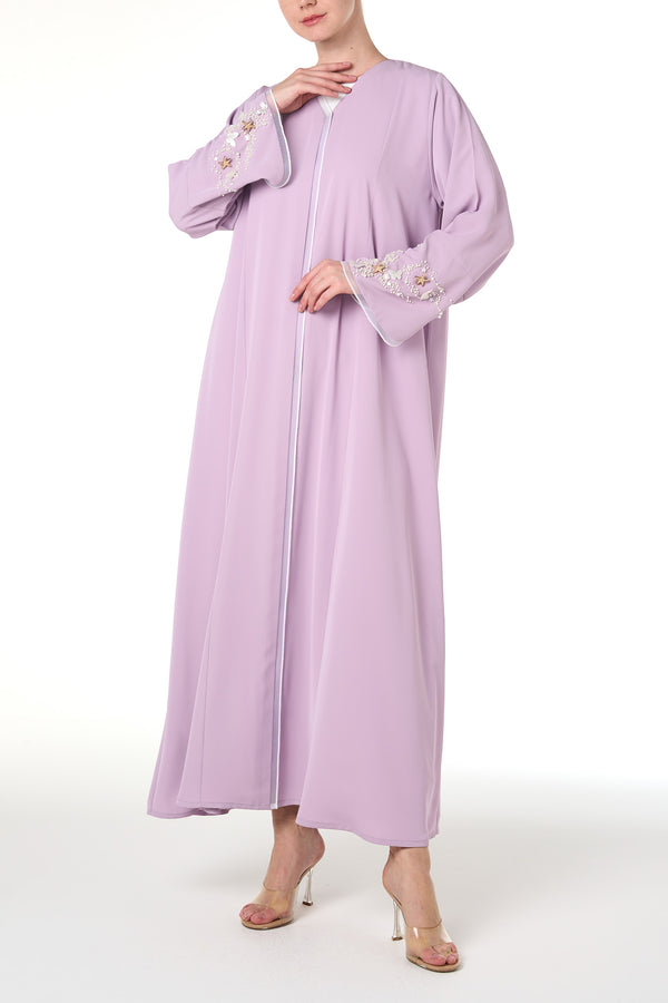 Purple Jouri Nada Abaya, Front Beadwork