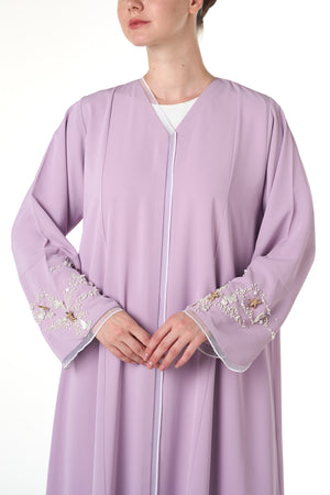 Purple Jouri Nada Abaya, Front Beadwork