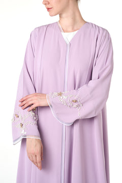 Purple Jouri Nada Abaya, Front Beadwork