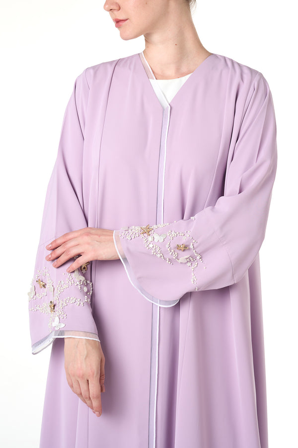 Purple Jouri Nada Abaya, Front Beadwork