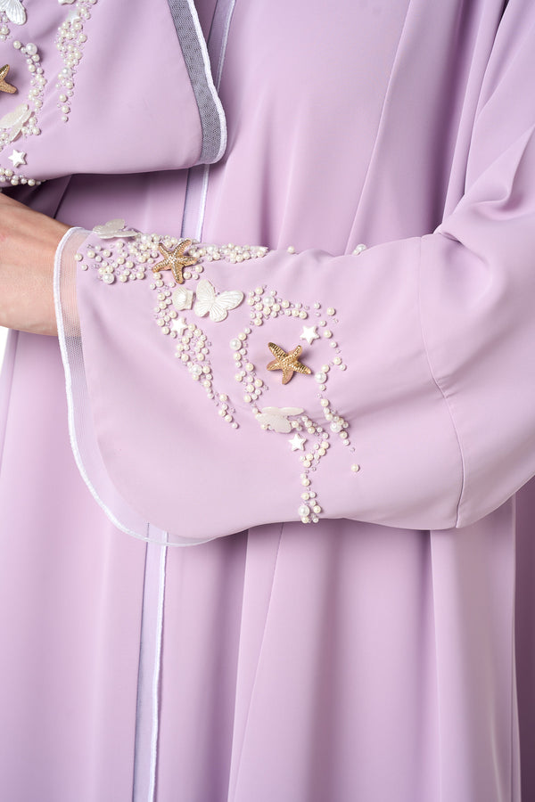 Purple Jouri Nada Abaya, Front Beadwork