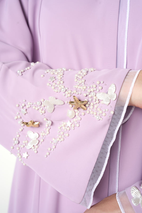 Purple Jouri Nada Abaya, Front Beadwork