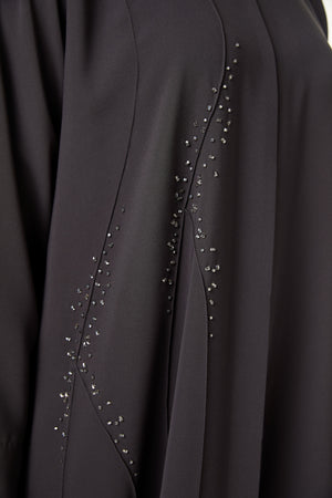Grey nova crep, Front Beadwork Pintuck Detail