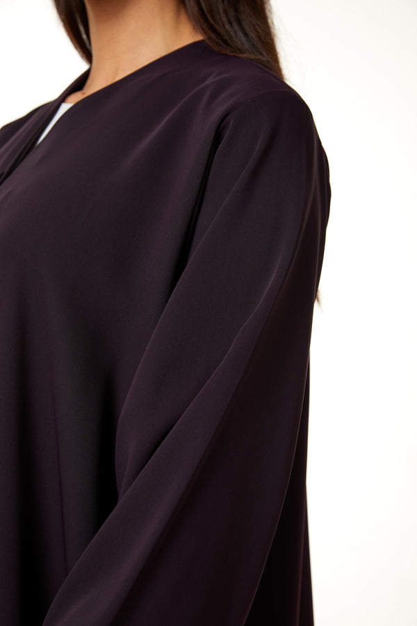 Purple Atlas Crepe, Beadwork Pintuck Detail