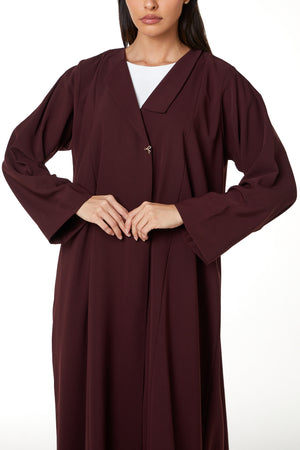 Maroon Nova Crepe Abaya with Clean Minimal Design