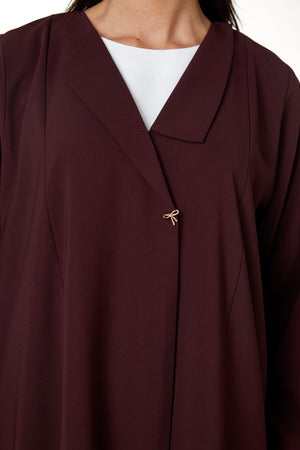 Maroon Nova Crepe Abaya with Clean Minimal Design