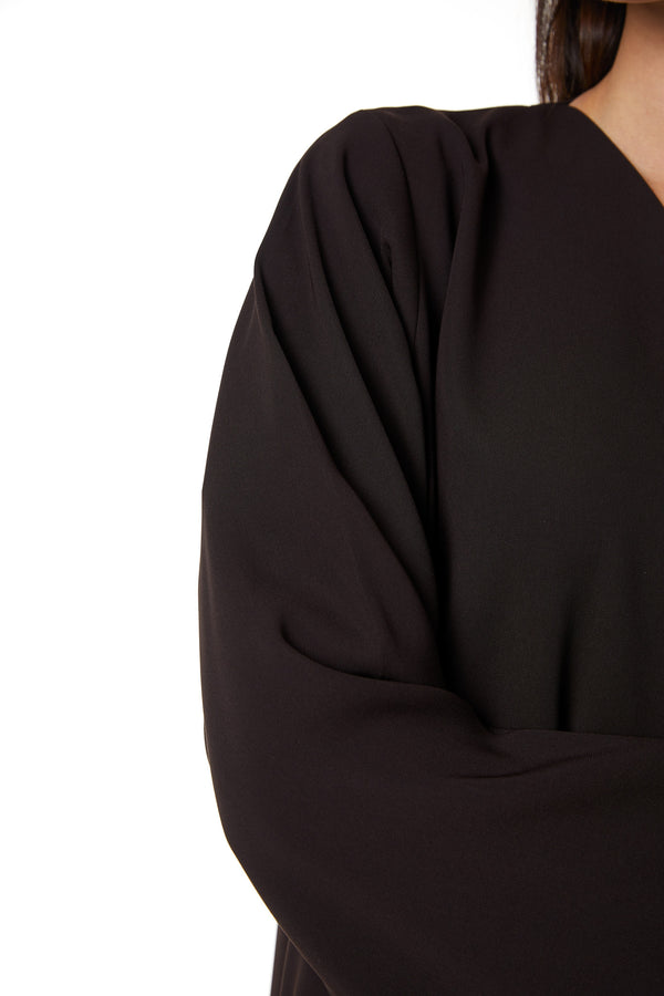 Brown Wave Crepe, Sleeve and Side Beadwork Detail