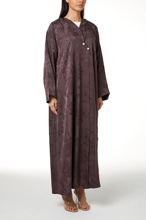 Dark Pink Alpha Jacquard Abaya, Clean Minimal Design