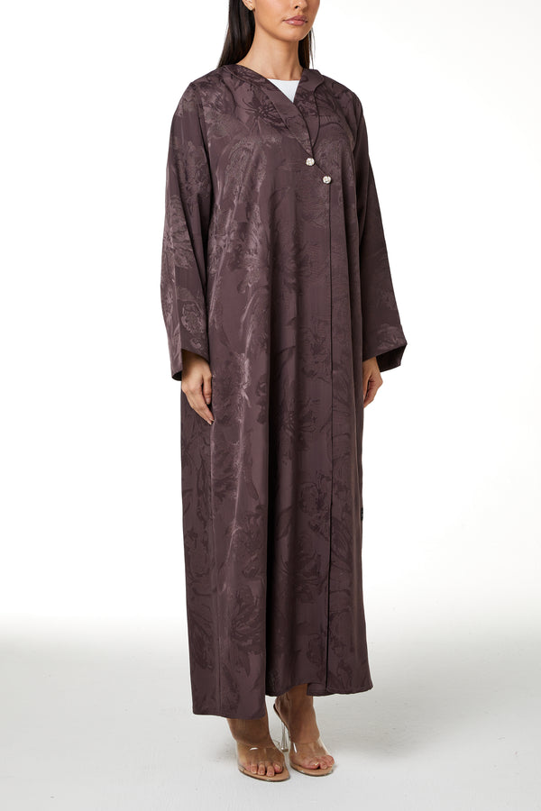 Dark Pink Alpha Jacquard Abaya, Clean Minimal Design