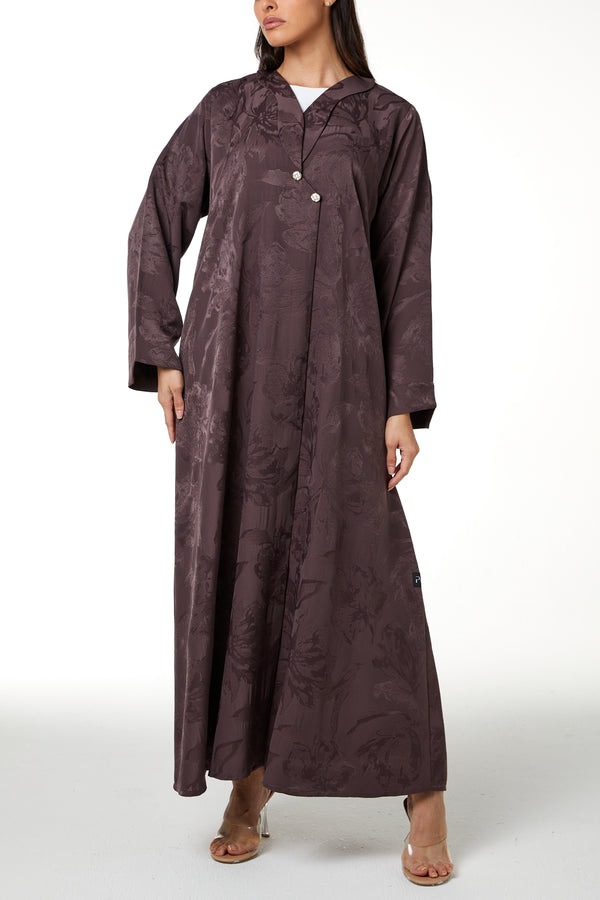 Dark Pink Alpha Jacquard Abaya, Clean Minimal Design