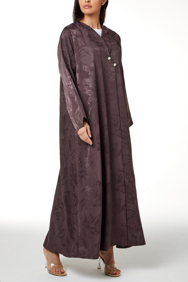Dark Pink Alpha Jacquard Abaya, Clean Minimal Design