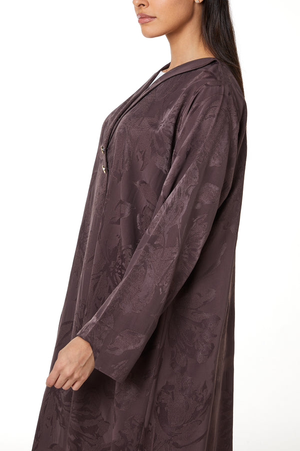 Dark Pink Alpha Jacquard Abaya, Clean Minimal Design
