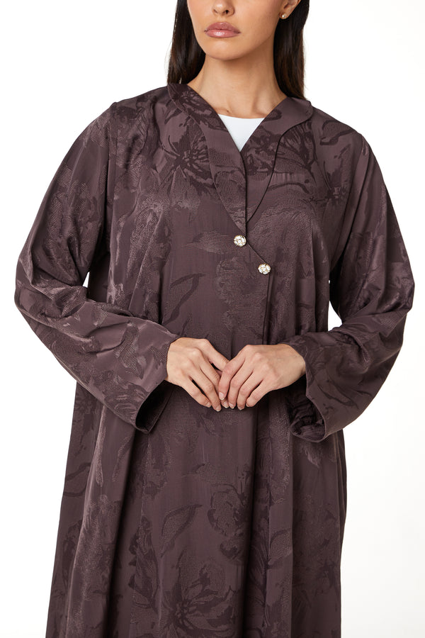 Dark Pink Alpha Jacquard Abaya, Clean Minimal Design