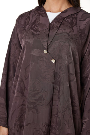 Dark Pink Alpha Jacquard Abaya, Clean Minimal Design