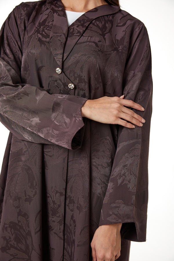 Dark Pink Alpha Jacquard Abaya, Clean Minimal Design