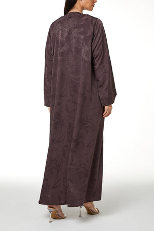 Dark Pink Alpha Jacquard Abaya, Clean Minimal Design